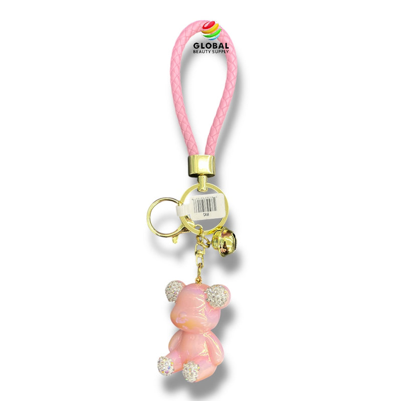 Keychain - Glossy Pearl Pink Rhinestone Bear