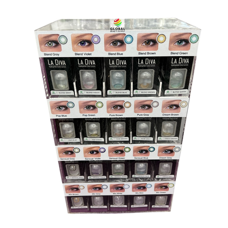 Colored Contacts - La Diva Color Contact Lenses Collection 1  - Wholesale Package - 80 Pairs with Acrylic Display