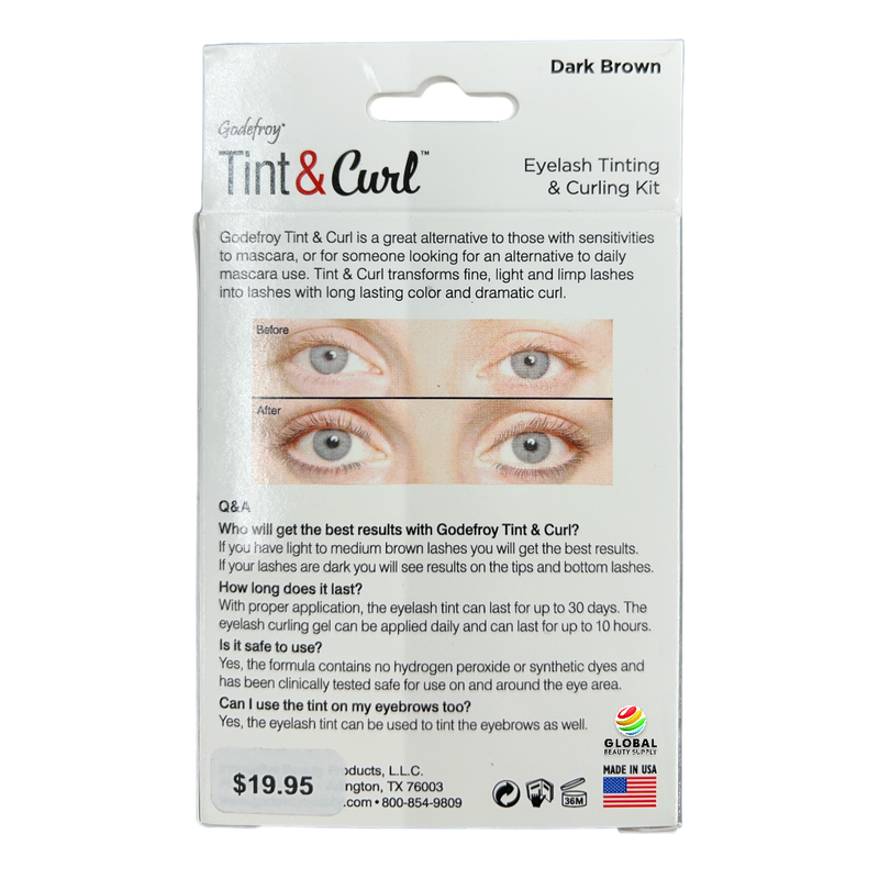 Godefroy Eyelash Tint & Curl For Bold Lashes, 6 Ounce, Dark Brown