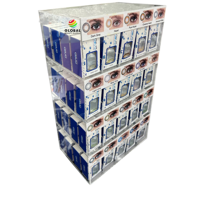 Colored Contacts - Aqua Color Contact Lenses Collection - Wholesale Package - 80 Pairs with Acrylic Display