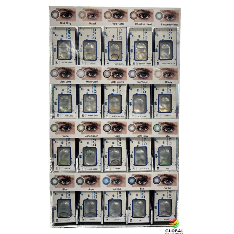 Colored Contacts - Aqua Color Contact Lenses Collection - Wholesale Package - 80 Pairs with Acrylic Display