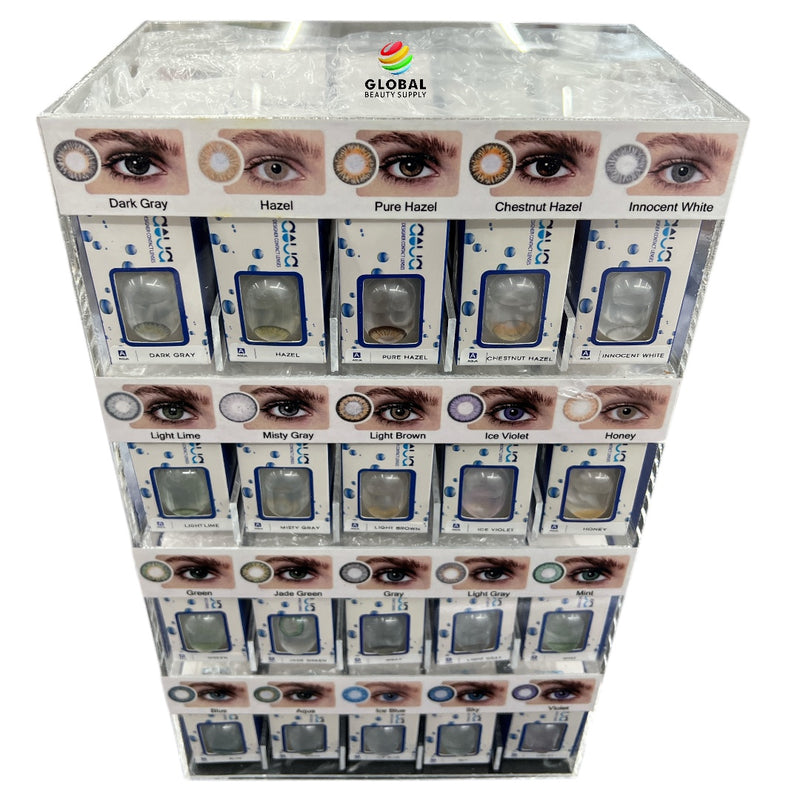 Colored Contacts - Aqua Color Contact Lenses Collection - Wholesale Package - 80 Pairs with Acrylic Display
