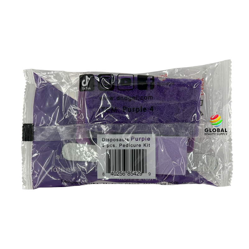 DND Disposable Pedicure Kit 4-pc Purple with Toe Separators (840256854299)