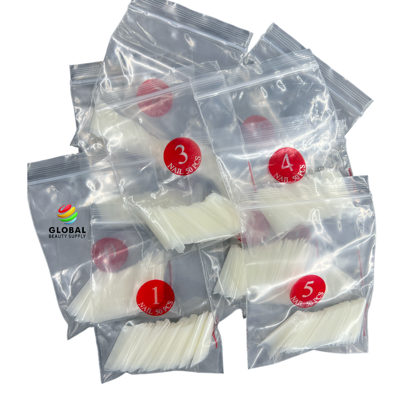 Coffin Ballerina (Straight Short) Nail Tips (NATURAL) 50ct/bag (red label)