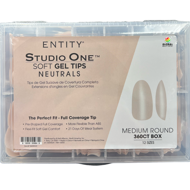 Entity Studio One Soft Gel Tips - Neutrals 5600024 Medium Round 360ct Box