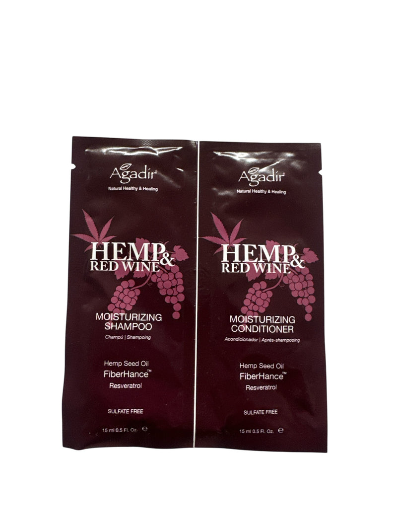 Agadir - Hemp & Red Wine Moisturizing Shampoo & Conditioner Pack 0.5oz