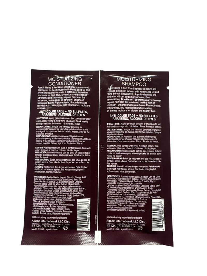 Agadir - Hemp & Red Wine Moisturizing Shampoo & Conditioner Pack 0.5oz