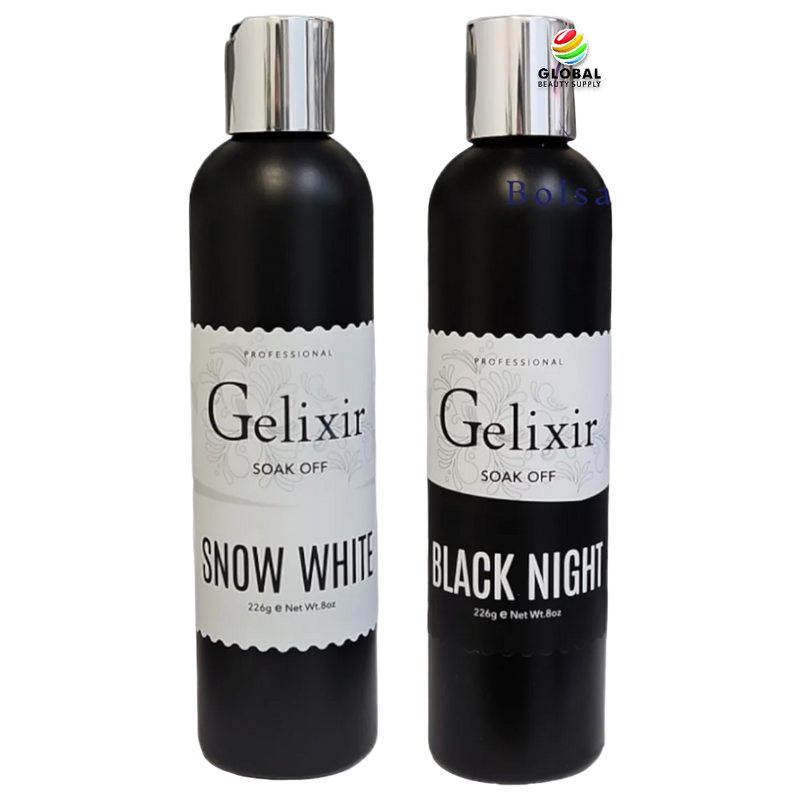 Gelixir Gel Polish Refill - Snow White & Black Night Gel 8 Fl Oz.