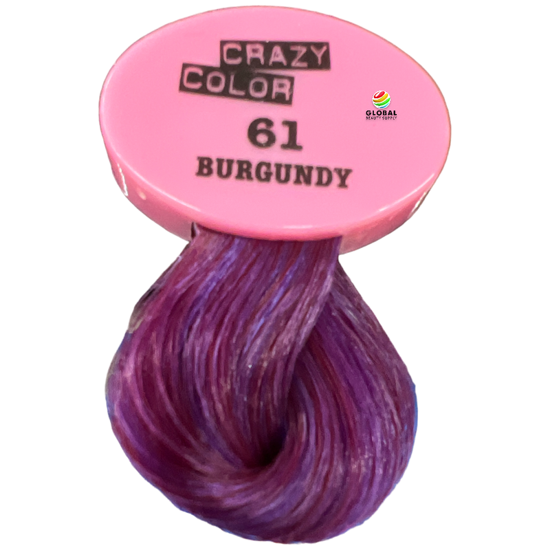 CRAZY COLOR Semi Permanent Hair Color Cream, 5.07oz 61 - Burgundy