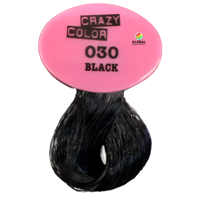 CRAZY COLOR Semi Permanent Hair Color Cream, 5.07oz 030 - Black