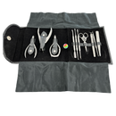 Metal Implement Kit with Leather Case