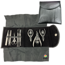 Metal Implement Kit with Leather Case