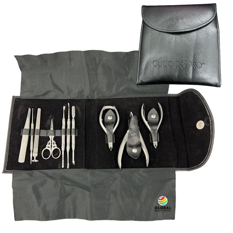 Metal Implement Kit with Leather Case