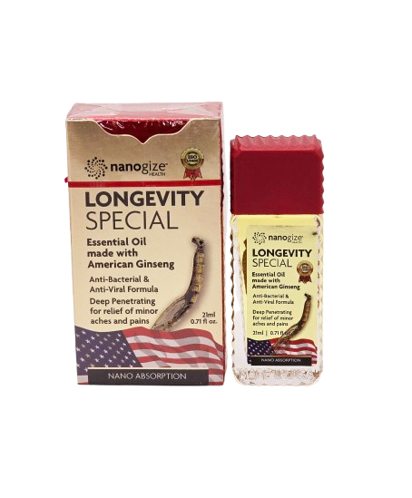 Nanogize Longevity Special Essential Oil (Medicated Oil) 21 mL/0.71 fl oz. (Dầu Gió  Sâm Nanogize 21mL)