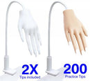 Practice (Mannequin) Silicone Nail Traning Hand with 200 Tips