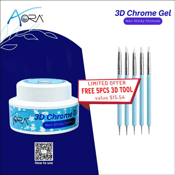 Aora 3D Chrome Gel 25g , Free 5Pcs 3D Tool