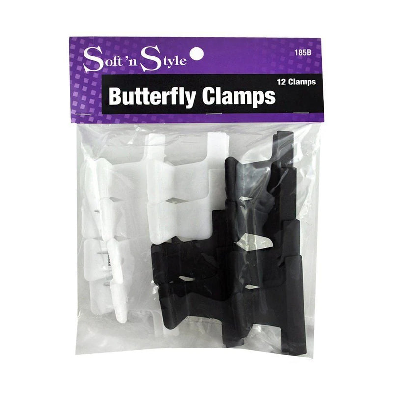 Soft'n Style - Butterfly Clamps Black & White 12PCs
