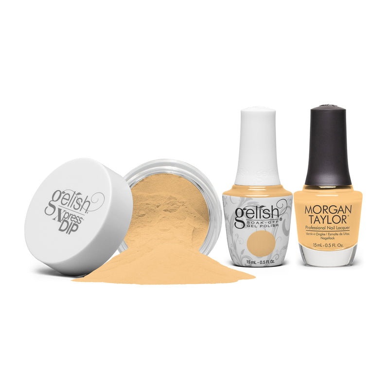 Gelish Spring 2024 - Lace is More "Sunny Daze Ahead" Trio - Includes Gel Polish, Lacquer & Dip Powder - Pale Yellow Creme