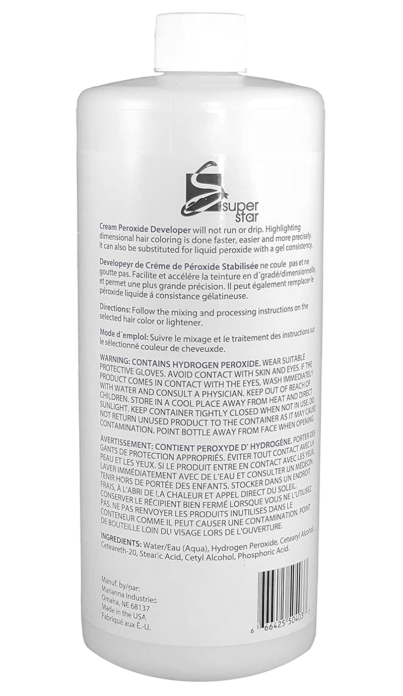 Super Star 40 Volume Cream Peroxide Developer 32 oz