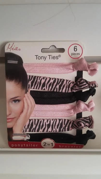 Mia Beauty - 2in1 Tony Ties® Ponytailer Bracelet "Pink, Blackpink, Black" 6PCs
