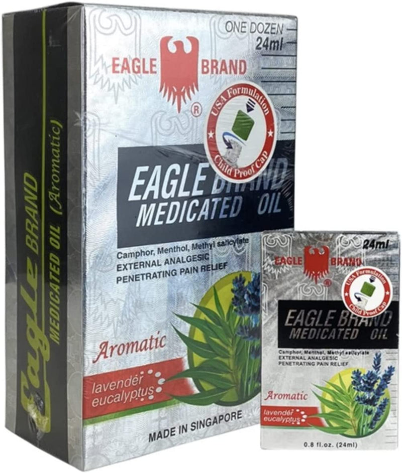 Eagle Brand Medicated Oil Lavender ( One Dozen) - Dau Gio Trang 24mL (Lốc 24ml x12 chai)