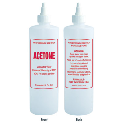 16 oz. Imprinted Nail Solution Bottle - Acetone