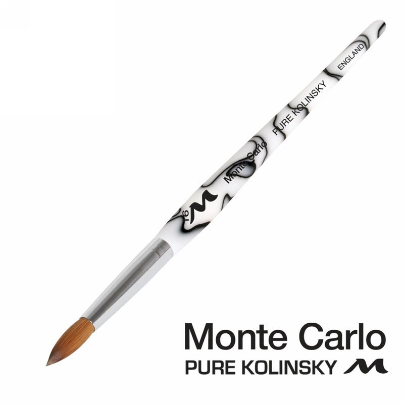 Acrylic Brush - Monte Carlo 100% Pure Kolinsky | WHITE Marble Acrylic