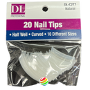 DL Professional Nail Tips Half Well - Curved 10 Different Sizes