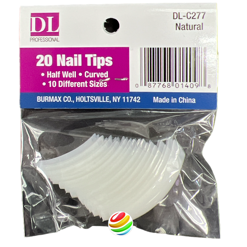 DL Professional Nail Tips Half Well - Curved 10 Different Sizes