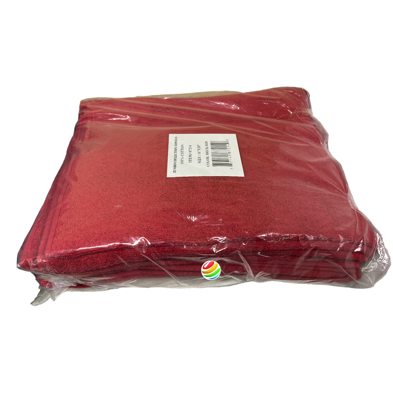 Salon Towels 16" x 28" Jumbo 1 Dozen Brick Red